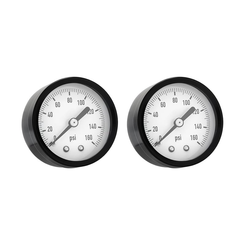 Solimeta Air Pressure Gauge for Air Compressor Air Filter, 2" Dial Center Back Mount, 1/4" NPT,0-160 Psi, 2PCS，Pressure of air and Liquid - Image 1